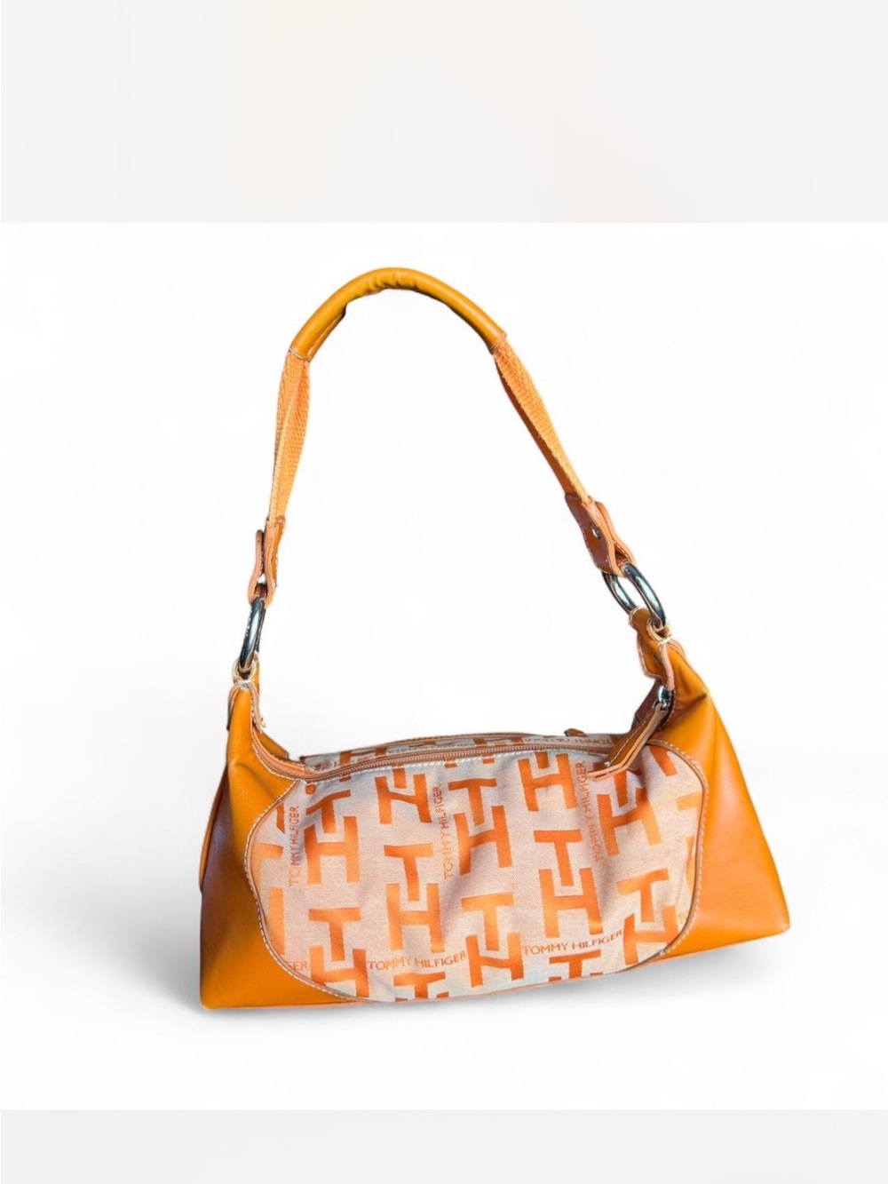 Y2K Tommy Hilfiger Orange Monogram Shoulder Bag